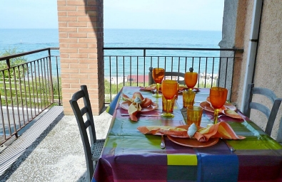 Lunch on the balcony, overlooking the sea